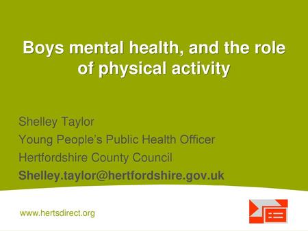 Boys mental health, and the role of physical activity