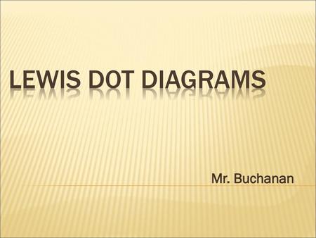 Lewis Dot Diagrams Mr. Buchanan.