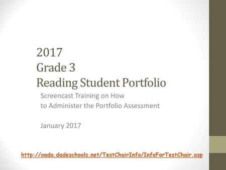 2017 Grade 3 Reading Student Portfolio