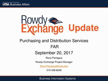 Update Purchasing and Distribution Services FAR September 20, 2017