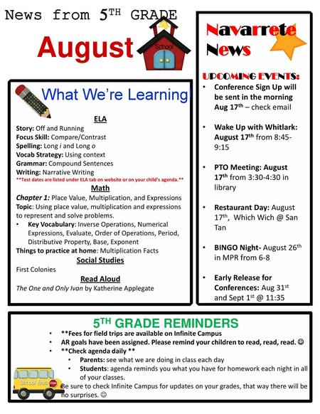 August Navarrete News News from 5TH GRADE What We’re Learning!