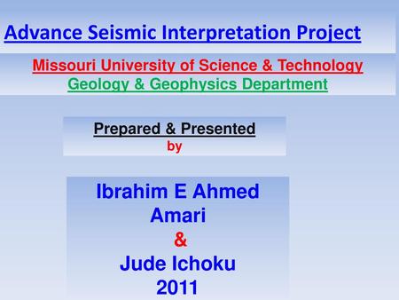 Advance Seismic Interpretation Project