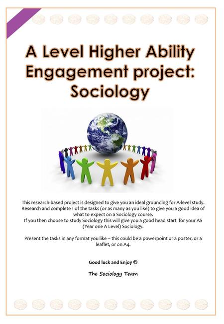 A Level Higher Ability Engagement project: Sociology