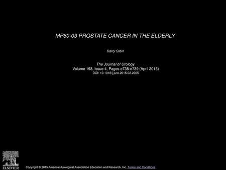 MP60-03 PROSTATE CANCER IN THE ELDERLY
