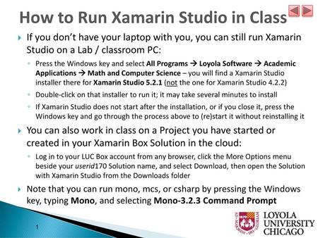 How to Run Xamarin Studio in Class