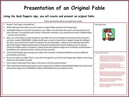 Presentation of an Original Fable