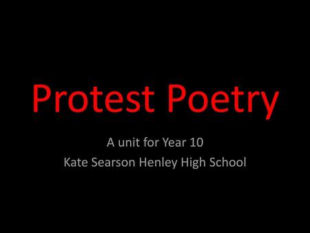A unit for Year 10 Kate Searson Henley High School