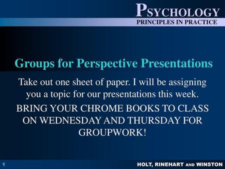 Groups for Perspective Presentations