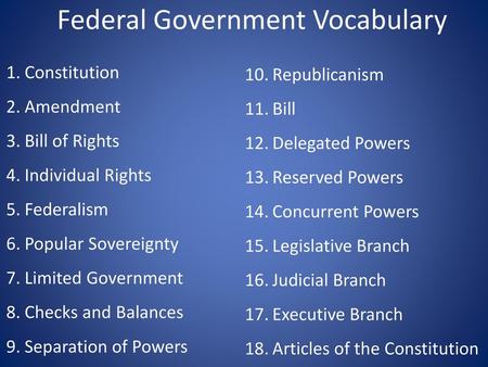 Federal Government Vocabulary