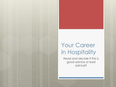 Your Career in Hospitality