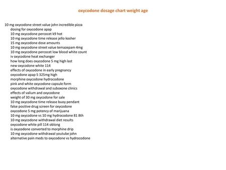 oxycodone dosage chart weight age