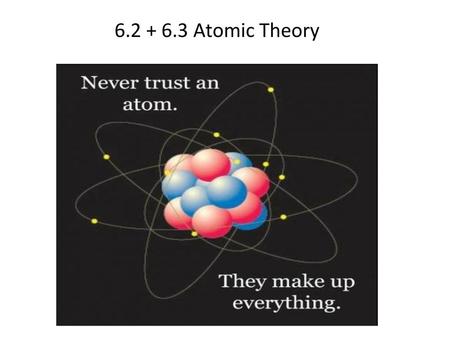 6.2 + 6.3 Atomic Theory.