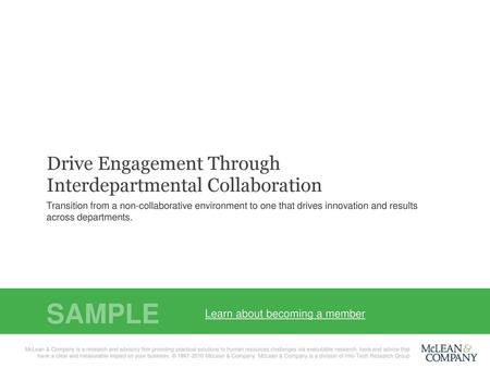 SAMPLE Drive Engagement Through Interdepartmental Collaboration