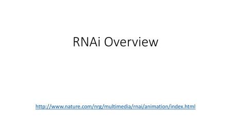 RNAi Overview http://www.nature.com/nrg/multimedia/rnai/animation/index.html.