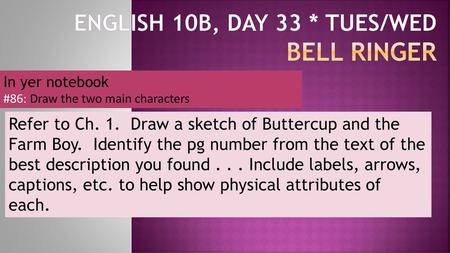 English 10b, Day 33 * Tues/Wed Bell Ringer