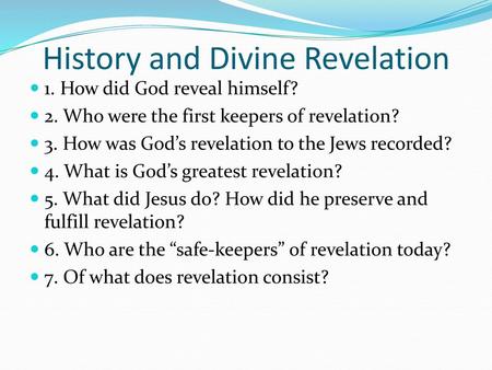History and Divine Revelation
