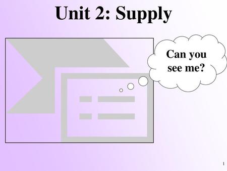 Unit 2: Supply Can you see me?.