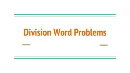 Division Word Problems