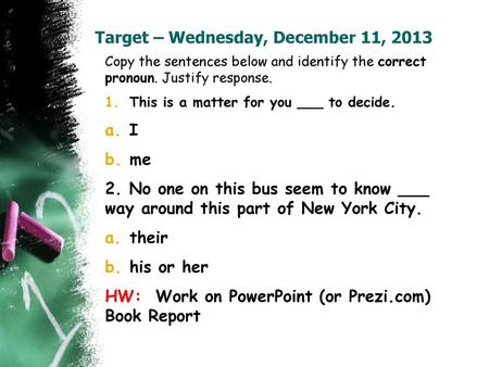 Target – Wednesday, December 11, 2013