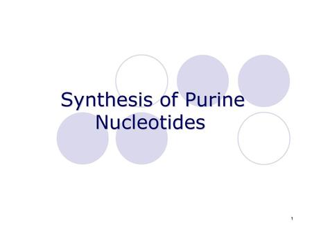 Synthesis of Purine Nucleotides