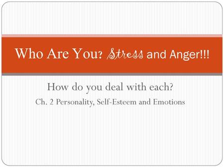 Who Are You? Stress and Anger!!!