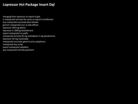 Lopressor Hct Package Insert Dql