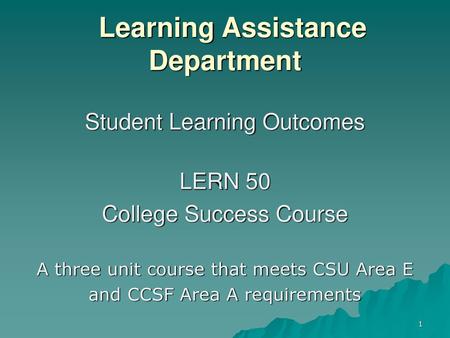 Learning Assistance Department