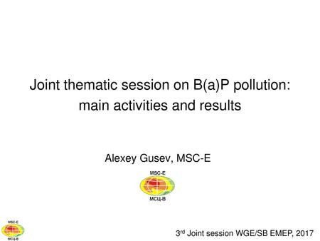 Joint thematic session on B(a)P pollution: main activities and results