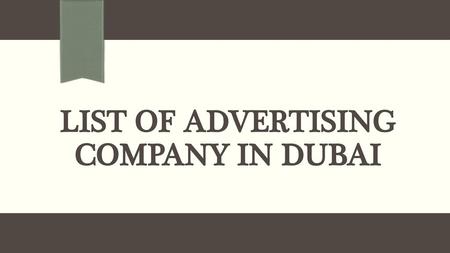 List of advertising company in Dubai