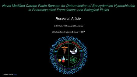 Novel Modified Carbon Paste Sensors for Determination of Benzydamine Hydrochloride in Pharmaceutical Formulations and Biological Fluids Research Article 