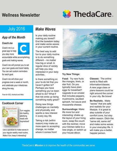 Wellness Newsletter July 2016 Make Waves App of the Month