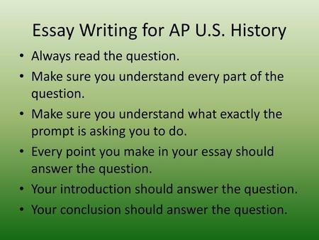 Essay Writing for AP U.S. History