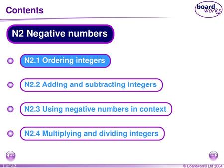 N2 Negative numbers Contents N2.1 Ordering integers