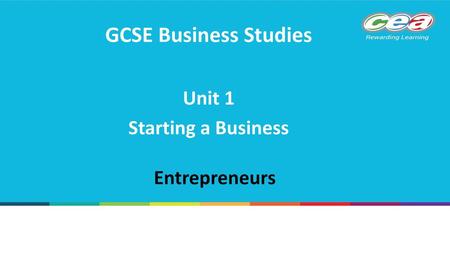 GCSE Business Studies Unit 1 Starting a Business