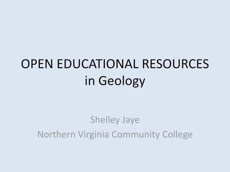 OPEN EDUCATIONAL RESOURCES in Geology