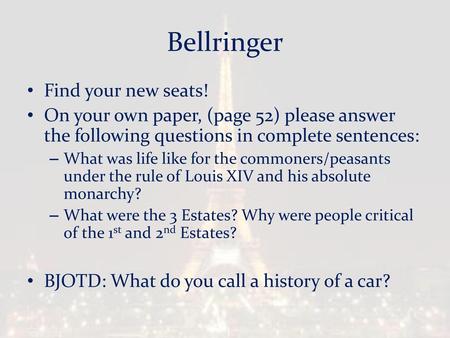 Bellringer Find your new seats!