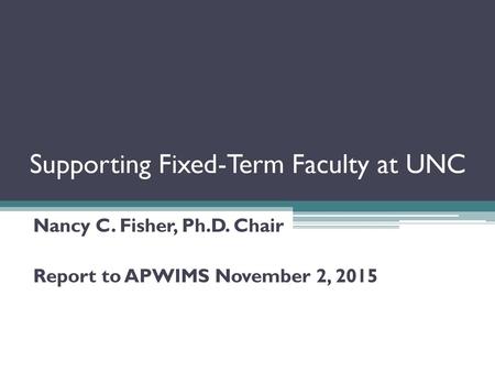 Supporting Fixed-Term Faculty at UNC