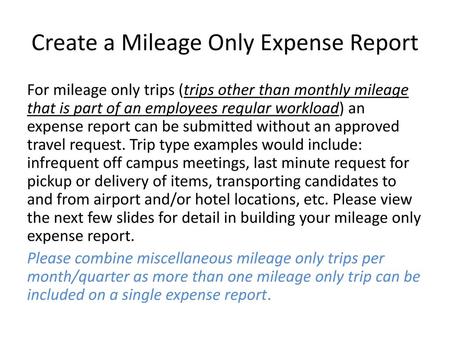 Create a Mileage Only Expense Report