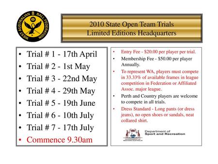 2010 State Open Team Trials Limited Editions Headquarters