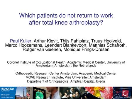 Which patients do not return to work after total knee arthroplasty?
