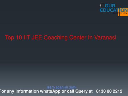 Top 10 IIT JEE Coaching Center In Varanasi