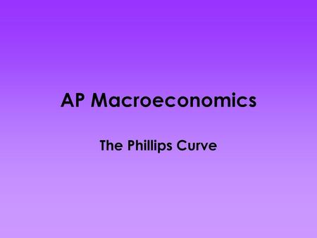 AP Macroeconomics The Phillips Curve.