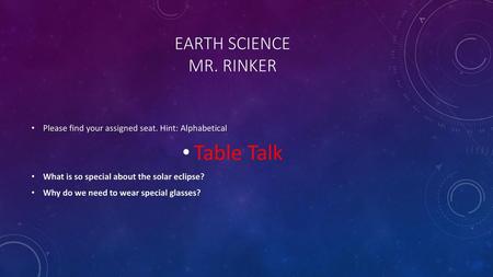 Earth Science Mr. Rinker