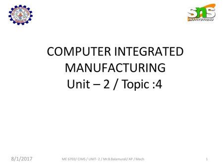 COMPUTER INTEGRATED MANUFACTURING