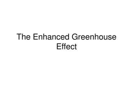 The Enhanced Greenhouse Effect