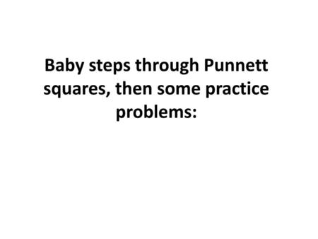 Baby steps through Punnett squares, then some practice problems: