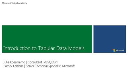 Introduction to Tabular Data Models