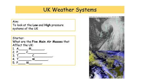 UK Weather Systems Aim: