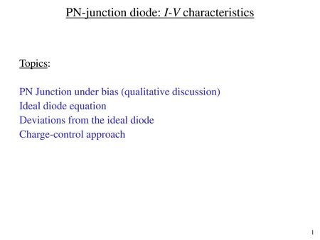 PN-junction diode: I-V characteristics