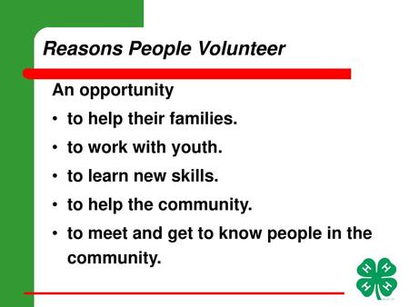 Reasons People Volunteer